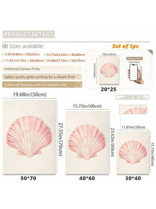 1 قطعة، لوحة معلقة على قماش، إطار، فنون الحائط، ملصقات، طباعة صدفة باللون الوردي الفاتح، ديكور غرفة الشاطئ، ملصق ركوب الأمواج في المحيط، منزل الشاطئ، فتاة جوز الهند للكلية، ديكور داخلي خاص بالمدرسة والمنزل، ديكور الغرفة، فن وردي، ديكور المنزل