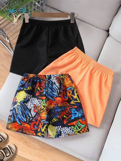 مايوه أولادي 3 قطعة/مجموعة شورت كاجوال سبوربي مهترئ مصنوع من نسيج مبرم للأولاد المراهقين للاستخدام على الشاطئ