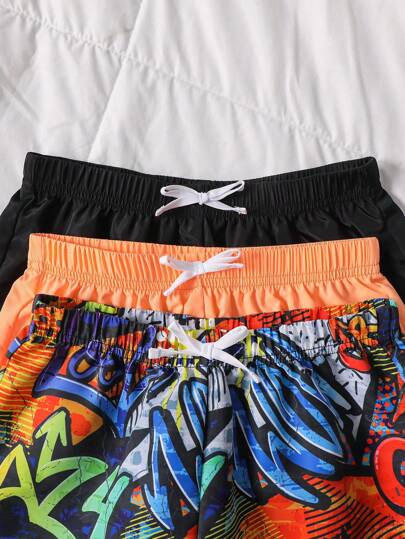 مايوه أولادي 3 قطعة/مجموعة شورت كاجوال سبوربي مهترئ مصنوع من نسيج مبرم للأولاد المراهقين للاستخدام على الشاطئ