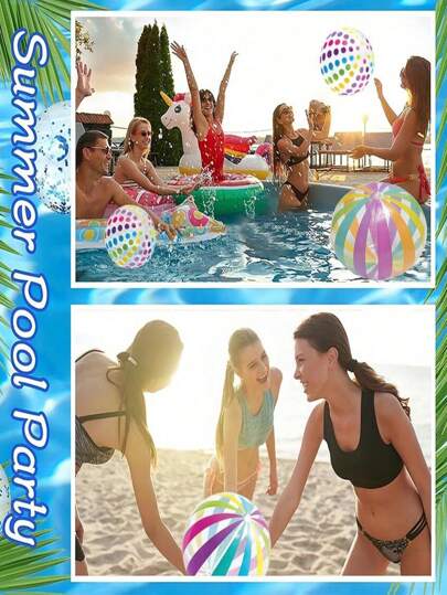 قطعة واحدة كرة شفافة قابلة للنفخ ذات خطوط ، كرة شفافة نقطية من البولي فينيل كلوريد، كرة نفاشة ملونة بنقاط وشرائط، اكسسوارات لحفلة المنزل وألعاب السباحة والديكورات، هدية