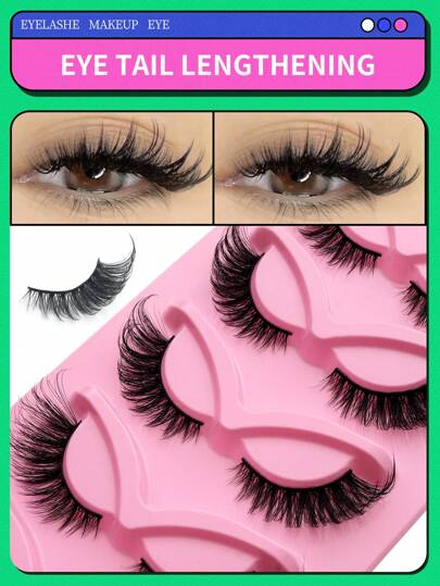 5 أزواج من رموش عين القطة كاذبة ثلاثية الأبعاد مصنوعة من فرو المنك ، خفيفة الوزن طبيعية المظهر، هايبوأليرجينك داخنة للعيون