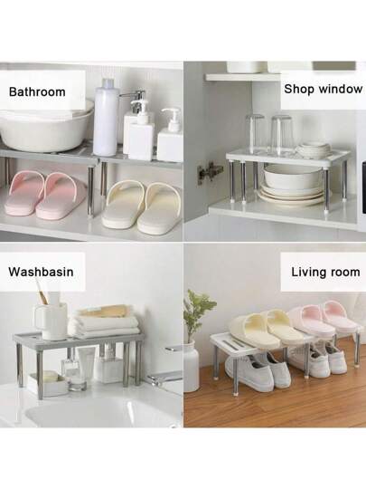 1 منظم خزانة قابل للتمدد، بمقاس 34.5*17.5*15 سم (الخطأ لا يزيد عن 1 سم)، منظم خزانة المطبخ، رف بهارات قائم بذاته، منظم حمام قابل للسحب، منظم حسب البخاخ، منظم خزانة (أبيض ، رمادي)