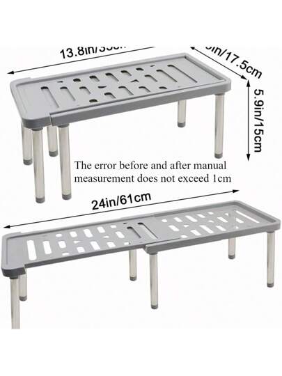 1 منظم خزانة قابل للتمدد، بمقاس 34.5*17.5*15 سم (الخطأ لا يزيد عن 1 سم)، منظم خزانة المطبخ، رف بهارات قائم بذاته، منظم حمام قابل للسحب، منظم حسب البخاخ، منظم خزانة (أبيض ، رمادي)