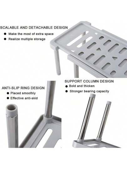 1 منظم خزانة قابل للتمدد، بمقاس 34.5*17.5*15 سم (الخطأ لا يزيد عن 1 سم)، منظم خزانة المطبخ، رف بهارات قائم بذاته، منظم حمام قابل للسحب، منظم حسب البخاخ، منظم خزانة (أبيض ، رمادي)