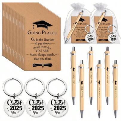 4 قطع /مجموعة هدية التخرج، مجموعة دفاتر ملهمة صغيرة مع اقتباسات ملهمة، قلم رصاص من الخيزران، دفتر 2025 من الورق الكرافت مع قلم رصاص قابل للسحب، بدون بطاريات أو ريش، متعدد الاستخدامات