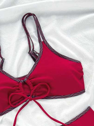 Swim ملابس شاطئ لركن نسائي موسمية لصيف ، تصميم جديد بتنورة من البكيني مرتبط من الأمام بحمالات رفيعة