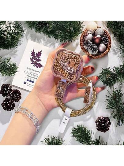 5 قطع حامي كبل شاحن بنمط نمر، للشحن السريع 18/20 واط، متوافق مع أجهزة آيفون 13/12/11، هدية للصديق/الصديقة لحماية الشاحن