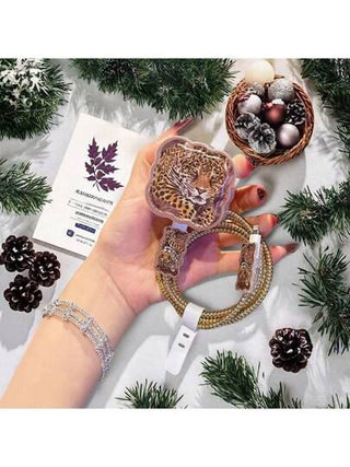 5 قطع حامي كبل شاحن بنمط نمر، للشحن السريع 18/20 واط، متوافق مع أجهزة آيفون 13/12/11، هدية للصديق/الصديقة لحماية الشاحن