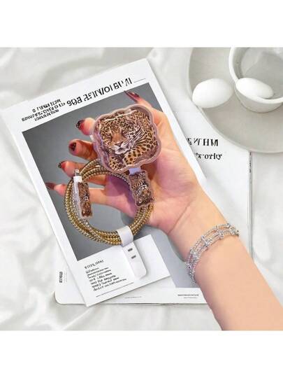 5 قطع حامي كبل شاحن بنمط نمر، للشحن السريع 18/20 واط، متوافق مع أجهزة آيفون 13/12/11، هدية للصديق/الصديقة لحماية الشاحن