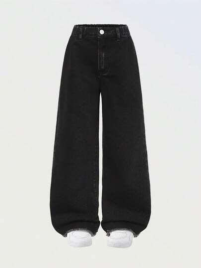 جينز أبيض نقي بقصة واسعة وجا ذبية متطورة، أناقة وراحة لسيدات الأناقة الكاجوال