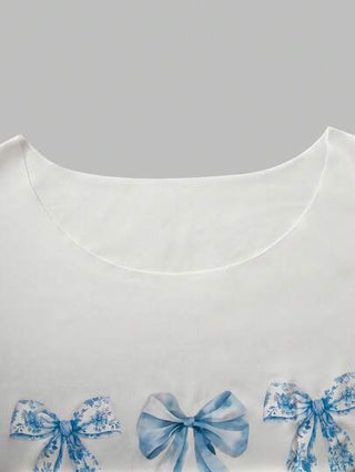 ملابس بناتي 2 قطعة/مجموعة ملابس شبابية ذات طراز مرتجل بأسلوب الشارع، تي شيرت فضفاض باعتلال الرقبة أنيق وجميل، وبناطيل جينز ممزقة واسعة الساق للبنات المراهقات