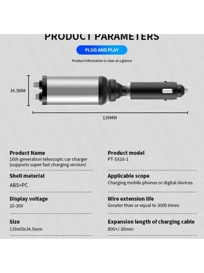 كابل بيانات قابل للسحب بشحن سريع 120 واط مع كابلين من النوع سي - سي لشحن السيارات 12-24 فولت، قابس ولاعة السجائر العالمي، شحن سريع للهواتف المحمولة ، ملحقات سيارة متوافقة مع أجهزة آبل 11/12/13/14/15 وغالبية أجهزة