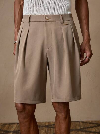 AKNOTIC AKNOTIC X Nawaf Alabid شورتات كاجوال للرجال بخصر مطاطي منسوجة باللون البني ذو لون أحادي، مناسبة للصيف ،الإجازات ،التنسيق اليومي ،الحفلات ،أزواج ،هدايا ،المدرسة