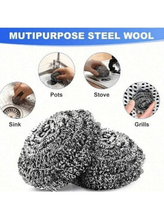 6 قطع/عبوة أو 12 قطعة/عبوتين كرات معدنية للتنظيف ،أواني ،أطباق ،ألواح ،موقد،بالوعة ،أدوات تنظيف المطبخ مقاومة للصدأ ومتينة من الصوف الفولاذي الصغير