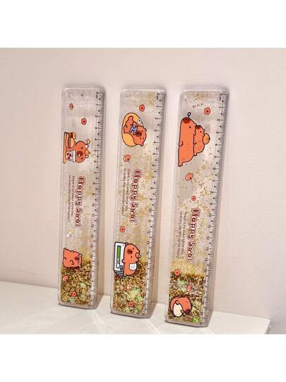 أدوات مكتبية ومدرسية 1 قطعة مسطرة قابلة للطي بملمس الرمل السائل، بطول 20 سم لاستخدامات الطلاب في الامتحانات، قرطاسية غير محدد اللون، لوازم مدرسية، للرجوع إلى المدرسة