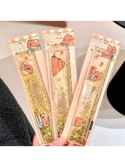 أدوات مكتبية ومدرسية 1 قطعة مسطرة قابلة للطي بملمس الرمل السائل، بطول 20 سم لاستخدامات الطلاب في الامتحانات، قرطاسية غير محدد اللون، لوازم مدرسية، للرجوع إلى المدرسة