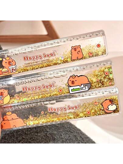 أدوات مكتبية ومدرسية 1 قطعة مسطرة قابلة للطي بملمس الرمل السائل، بطول 20 سم لاستخدامات الطلاب في الامتحانات، قرطاسية غير محدد اللون، لوازم مدرسية، للرجوع إلى المدرسة