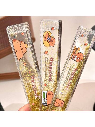 أدوات مكتبية ومدرسية 1 قطعة مسطرة قابلة للطي بملمس الرمل السائل، بطول 20 سم لاستخدامات الطلاب في الامتحانات، قرطاسية غير محدد اللون، لوازم مدرسية، للرجوع إلى المدرسة