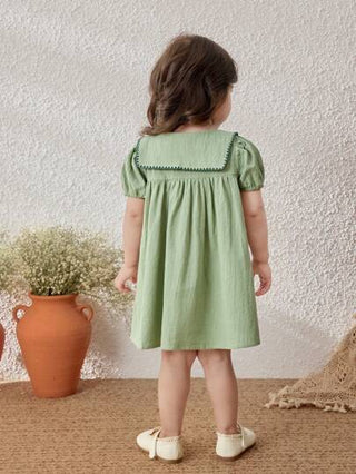 Blossori فستان أنيق لفتيات الرضع مزين بزهرة 3D على الياقة، مناسب للربيع والصيف