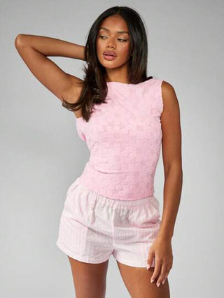 MISSGUIDED ملابس علوية بلا أكمام مزخرف بنقشة زهور للاستخدام في الصيف والشاطئ والإجازة، ظهر V، قطعة كاجوال مناسبة للاستخدام اليومي والتنزه في المنتجعات في فصل الربيع
