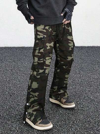 Yemwry بناطيل كاجوال رجالية، طراز الشارع الأمريكي، قابلة للاستخدام متعددة الاستخدامات، تخلق مظهرًا رائعًا و أنيقًا، تتناسب مع جمالية الموضة النظيفة، تجعلك تبدو أطول وأنحف