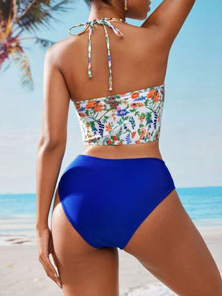 طقم تانكيني حريمي Swim Lushoire مجموعة بيكيني نسائية ذو خصر عالي ذو تحكم في البطن، بطبعة استوائية بوهيمية، مع أشرطة قابلة للتعديل، أنيقة وكاجوال لفصول الربيع والصيف، للشاطئ والمنتجع والحفلات