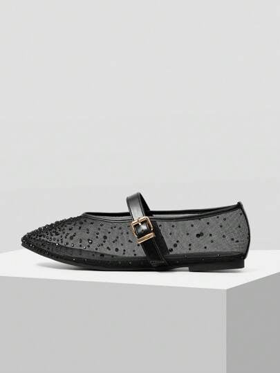 MOTF PREMIUM شبشب فلات ماري جين ذو مقدمة مربعة مريح وعملي للمرأة، مناسب للذهاب للعمل والارتداء اليومي