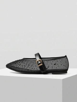 MOTF PREMIUM شبشب فلات ماري جين ذو مقدمة مربعة مريح وعملي للمرأة، مناسب للذهاب للعمل والارتداء اليومي