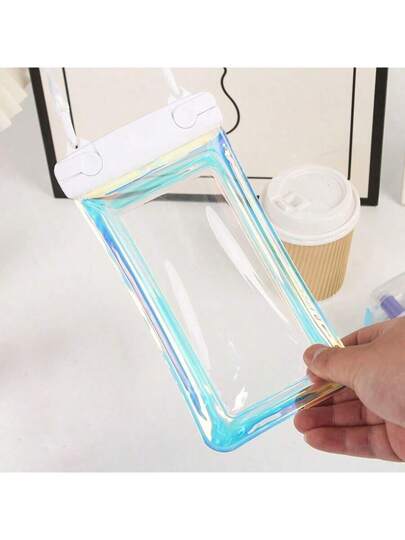 1 قطعة حقيبة للهاتف مقاومة للماء ضد الصدمات مزودة بجيب للأكياس الهوائية الليزرية، حقيبة لاستخدام الهاتف أثناء السباحة والغوص والتنزه بالألوان الشفافة، إكسسوارات للشاطئ والسفر