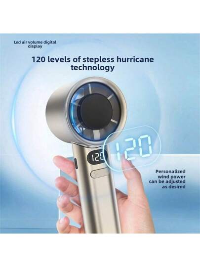 قطعة واحدة مروحة يدوية محمولة فائقة الحمل، تبريد عالي السرعة، 120 مستوى للرياح القوية، مروحة مكتب صغيرة قابلة للشحن عبر USB ذات بطارية طويلة الأمد للتبريد الصيفي، للشاطئ والسفر