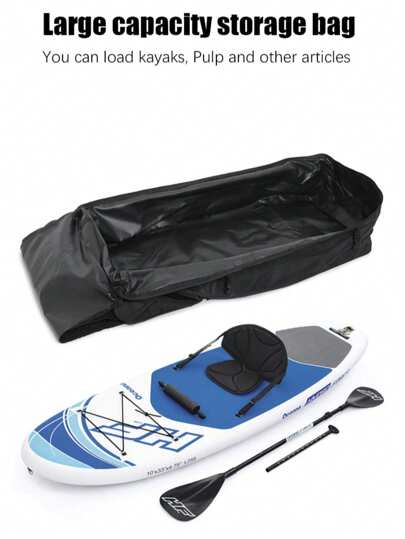 حقيبة ظهر سوداء قوية لوح التزحلق على الماء، سحاب إغلاق، سعة كبيرة، حمالات كتف مزدوجة لحمل وتخزين لوح التزحلق على الماء أثناء السفر