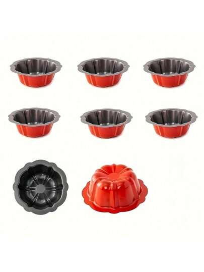 1 قطعة/5 قطع/10 قطع ، قالب كعكة اليقطين الصغير بقطر 4 بوصة ، قالب حلوى ، قالب كعكة صغيرة غير لاصق باللون الأحمر ، مناسب لكعكة صغيرة أداة خبز دائرية.