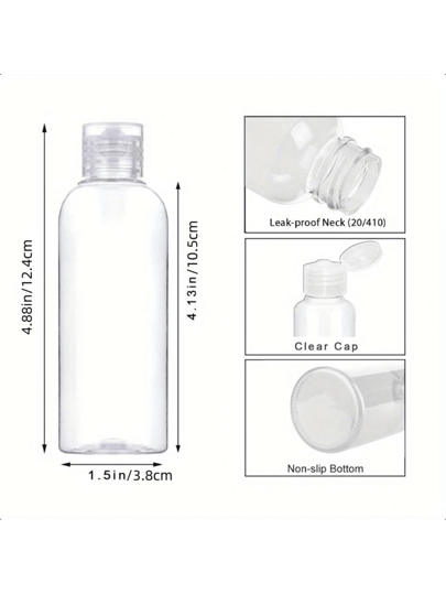 طقم زجاجات سفر 6x 100 مل للتعبئة - طقم سفر، حاوية للرحلات الجوية ، أنبوب ، زجاجة بلاستيكية ، زجاجة تعبئة ، حقيبة اليد ، مستحضرات التجميل ، النظافة ، زجاجة صغيرة ، جل الاستحمام ، السفر