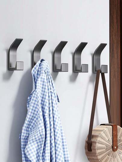 أثاث مكتبي 5 خطافات جدارية بدون ثقب - خطافات متعددة الوظائف ثقيلة الوزن مصنوعة من مادة ABS اللاصقة للغرف والمطبخ والحمام والمكتب وملحقات التخزين