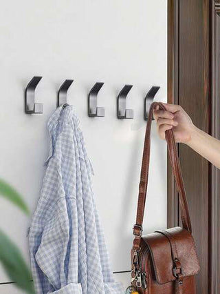 أثاث مكتبي 5 خطافات جدارية بدون ثقب - خطافات متعددة الوظائف ثقيلة الوزن مصنوعة من مادة ABS اللاصقة للغرف والمطبخ والحمام والمكتب وملحقات التخزين