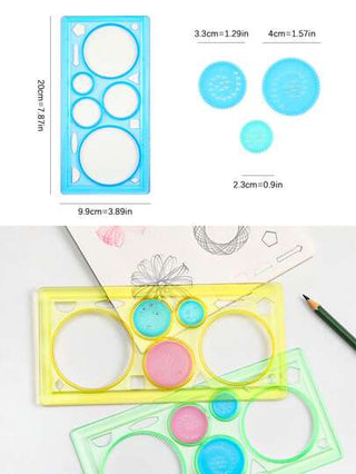 أدوات مكتبية ومدرسية 1/ 4/ 10 قطع أداة مسطرة هندسية سبيروغراف للرسم والتخطيط، قرطاسية للطلاب باللون الأخضر/الوردي/الأزرق ، لوازم مدرسية، عودة إلى المدرسة