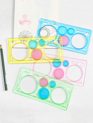 أدوات مكتبية ومدرسية 1/ 4/ 10 قطع أداة مسطرة هندسية سبيروغراف للرسم والتخطيط، قرطاسية للطلاب باللون الأخضر/الوردي/الأزرق ، لوازم مدرسية، عودة إلى المدرسة