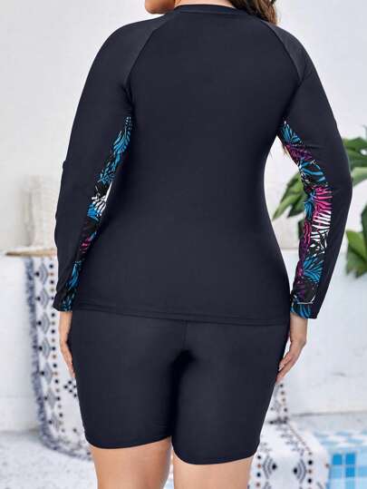 Swim SPRTY بيكيني بحجم كبير فوقي مع أكمام طويلة، موضة الصيف