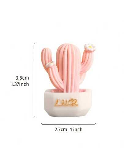 5 قطع/طقم من زين الصبار الوردي الصغير - شعار الحب، مثالي لديكور طاولة عيد الحب، ديكور السيارة، اكسسوارات راتنج ذات موضوع كرتوني نسائي، مناسبة لأنواع مختلفة من الغرف الداخلية، شكل جميل لإظهار على مكتب العمل