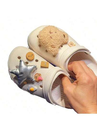 7 قطع مشابك جميلة بشكل دبدوب محمل وبنقشة نجمة خماسية الأضلاع للأحذية والصنادل الصيفية ، هدية مناسبة للنساء