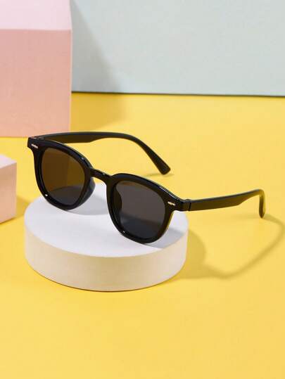 1 قطعة للأولاد والبنات من عمر 4-8 سنوات نظارات أزياء مربعة صغيرة من الاكريليك باللون الأسود للخروج والمناسبات والارتداء اليومي