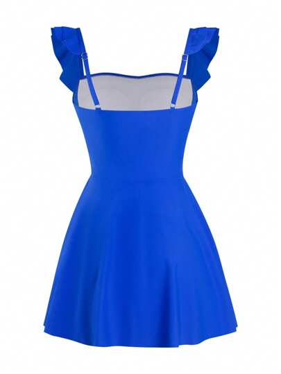 مايوه حريمي قطعة واحدة قطعة واحدة من ملابس السباحة القطعة الواحدة ذات اللون الأحادي والمزججة للسيدات، مناسب للعطلات والشاطئ