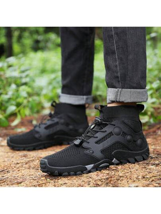 بوت تسلق جبلية مضادة للماء للرجال موديل 2025، بوت تريكينج خارجية مقاس كبير، بوت رياضية مطاطية عالية الكاحل للتسلق في فصل الخريف والشتاء