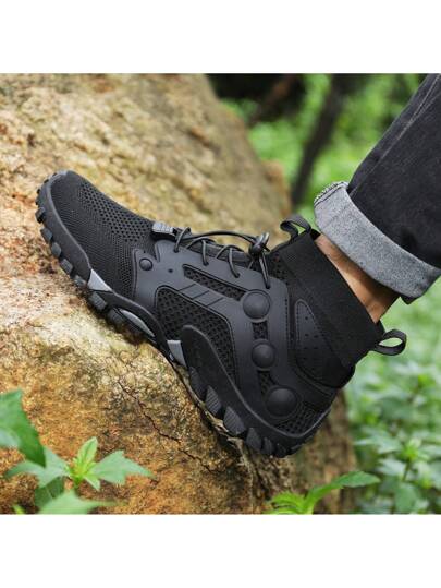 بوت تسلق جبلية مضادة للماء للرجال موديل 2025، بوت تريكينج خارجية مقاس كبير، بوت رياضية مطاطية عالية الكاحل للتسلق في فصل الخريف والشتاء
