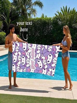 Sanrio قطعة واحدة منشفة شاطئ مخصصة بموضوع كوروني سانريو ، منتج مرخص رسميًا ، يمكن تخصيص الاسم ، مصنوعة من ألياف فائقة النعومة ، سريعة الجفاف ، امتصاصية عالية ، ناعمة ، بطراز حديث ، مناسبة للحمام ، حمام السباحة ، الشاطئ ، الاستخدام المنزلي ، ديكور الحمام ،