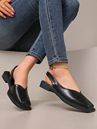 حذاء نسائي بكعب منخفض عصري من تصميم فاخر للسيدات بإبزيم وأصبع مدبب، صندل إناث مسطح عصري خفيف