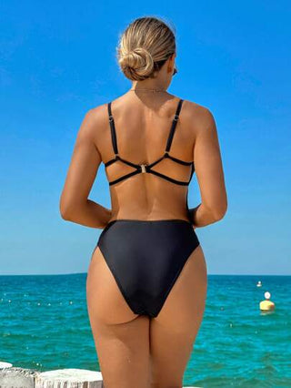 مايوه حريمي قطعة واحدة Swim Vcay ملابس سباحة أنثوية صيد أحادية الكتف من قطعة واحدة بذراعات رفيعة ظهر مفتوح مع أشرطة معدنية غير منتظمة ،أنيقة للشاطئ والعطلات