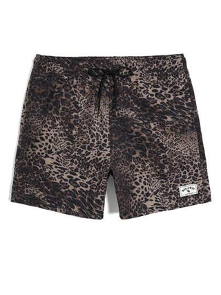 Manfinity ملابس سباحة الرجال بطبعة نمر مع رباط, موضة صيفية