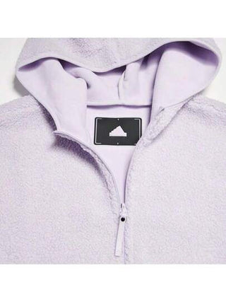 Adidas معطف نسائي مبطن بقطيفة ذو اكمام طويلة متوسطة الطول، بلوك ألوان بسيطة وأنيقة، رقم الصنف HM2840