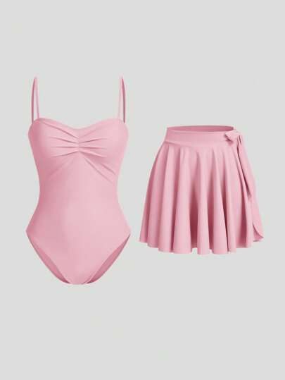 مايوه حريمي قطعة واحدة Sweetra فستان أزرق صيفي قصير للمرأة قطعة واحدة بقصة صوفة جميلة